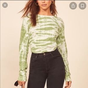 Reformation Green Eddie Tie Dye Long Sleeve